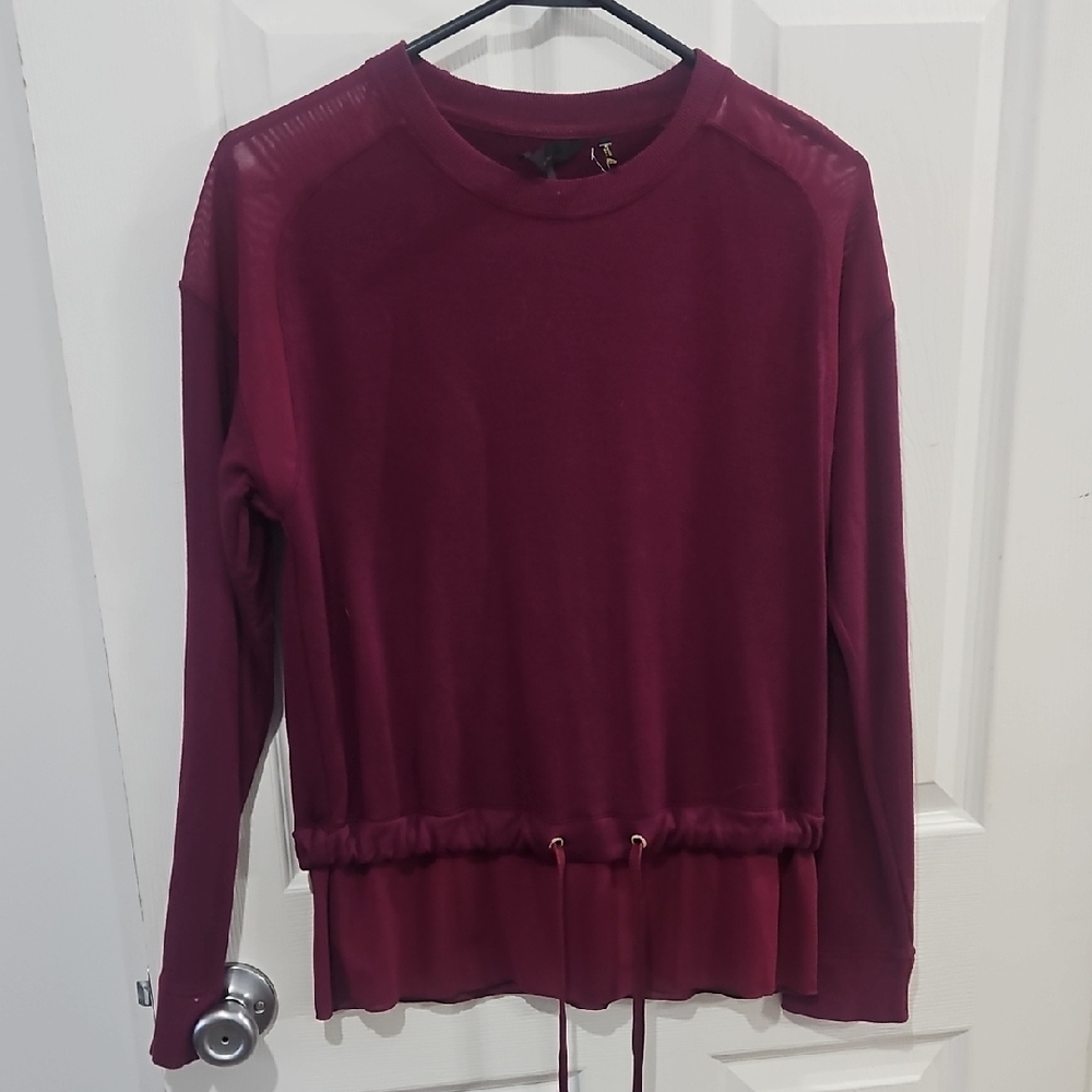 Donna Karan Deep Red Long Sleeve Sweatshirt Size Xsmall